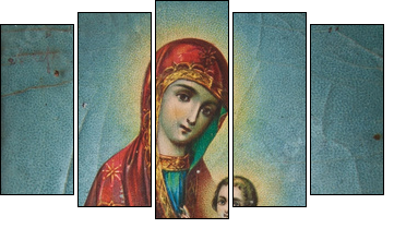Orthodox Icon of the Mother of God - Fünfteiliges Leinwandbild, Pentaptychon