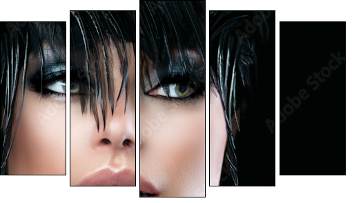 Fashion Art Portrait Of Beautiful Girl. Vogue Style Woman - Fünfteiliges Leinwandbild, Pentaptychon