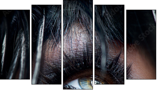 Smokey Eyes Make-up close-up. Black Eyeshadow - Fünfteiliges Leinwandbild, Pentaptychon