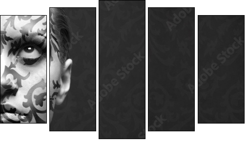 portrait of girl with make-up - Fünfteiliges Leinwandbild, Pentaptychon