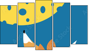 Fable of the fox and the cheese - Fünfteiliges Leinwandbild, Pentaptychon