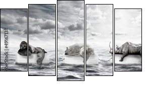 auf dem meer - Fünfteiliges Leinwandbild, Pentaptychon