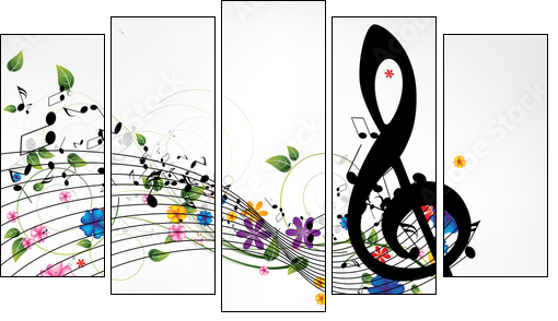 Musical abstract background - Fünfteiliges Leinwandbild, Pentaptychon