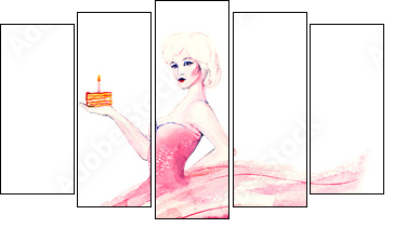 happy birthday - Fünfteiliges Leinwandbild, Pentaptychon