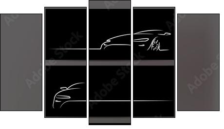 Silhouette of car. Vector illustration - Fünfteiliges Leinwandbild, Pentaptychon