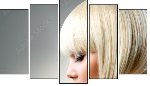 Beautiful Model with Short Blond hair - Fünfteiliges Leinwandbild, Pentaptychon