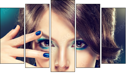 Fashion  Girl Portrait - Fünfteiliges Leinwandbild, Pentaptychon