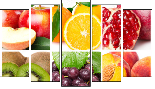 Fruit collage - Fünfteiliges Leinwandbild, Pentaptychon
