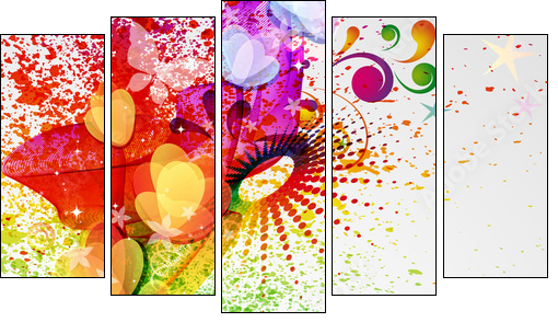 Floral design background. - Fünfteiliges Leinwandbild, Pentaptychon