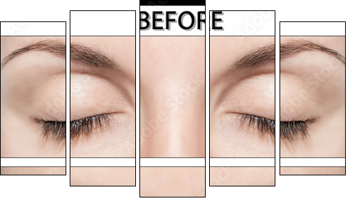 EYE AND FALSE EYELASHES - Fünfteiliges Leinwandbild, Pentaptychon