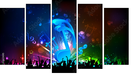 Musical Party Background - Fünfteiliges Leinwandbild, Pentaptychon