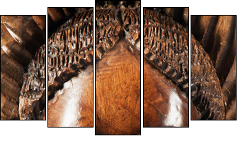 Carved face in the wood - Fünfteiliges Leinwandbild, Pentaptychon