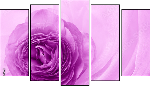 flower petal on soft satin - Fünfteiliges Leinwandbild, Pentaptychon