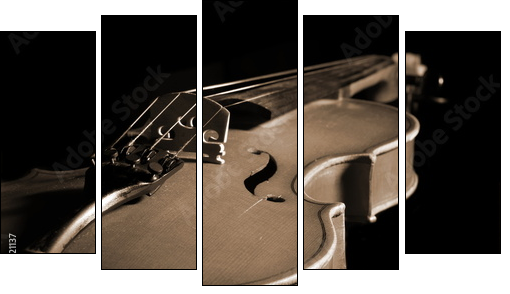 violin isolated on black - Fünfteiliges Leinwandbild, Pentaptychon