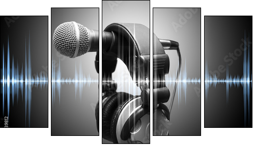 concepto de musica y grabacion en estudio - Fünfteiliges Leinwandbild, Pentaptychon