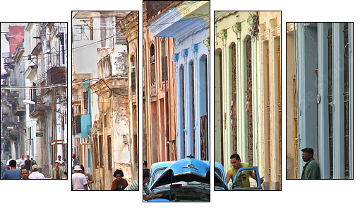 stalled in havana - Fünfteiliges Leinwandbild, Pentaptychon