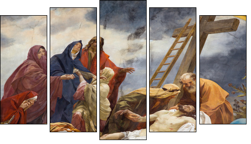 Vienna - Fresco of Deposition of the corss - Schottenkirche - Fünfteiliges Leinwandbild, Pentaptychon