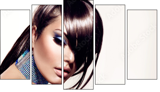 Fashion Beauty Girl. Gorgeous Woman Portrait - Fünfteiliges Leinwandbild, Pentaptychon