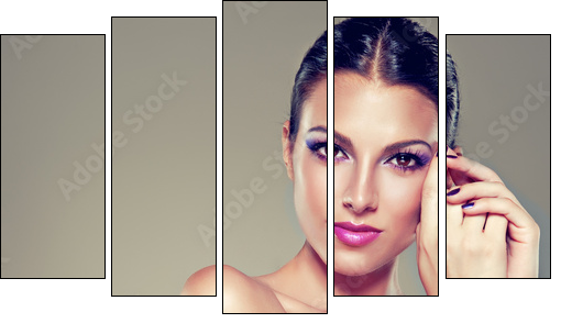 Portrait of a stylish girl - Fünfteiliges Leinwandbild, Pentaptychon