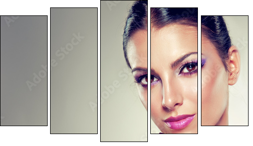 Portrait of a stylish girl - Fünfteiliges Leinwandbild, Pentaptychon