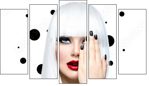 Fashion Beauty Model Girl. Punk Style Woman isolated on White - Fünfteiliges Leinwandbild, Pentaptychon
