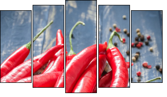 Chili - Fünfteiliges Leinwandbild, Pentaptychon