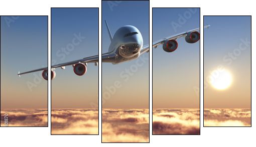 Passenger plane - Fünfteiliges Leinwandbild, Pentaptychon