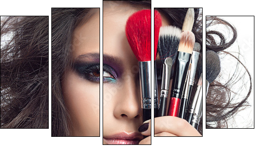 woman beauty - Fünfteiliges Leinwandbild, Pentaptychon