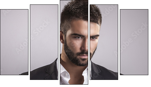 Elegant young handsome man. Studio fashion portrait. - Fünfteiliges Leinwandbild, Pentaptychon