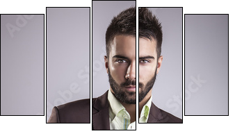 Elegant young handsome man. Studio fashion portrait. - Fünfteiliges Leinwandbild, Pentaptychon