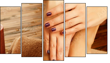 female feet at spa salon on pedicure procedure - Fünfteiliges Leinwandbild, Pentaptychon