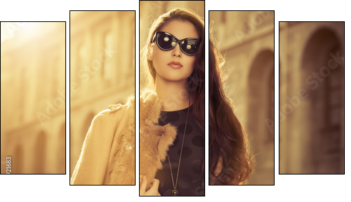 vogue model - Fünfteiliges Leinwandbild, Pentaptychon