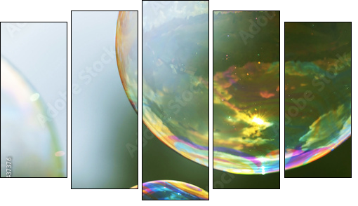 Soap bubble - Fünfteiliges Leinwandbild, Pentaptychon