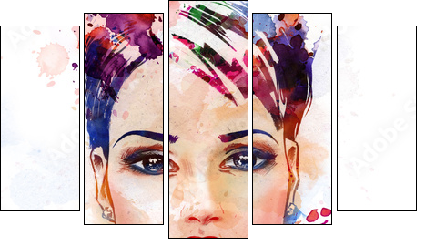 Fashion illustration of the beautiful girl - Fünfteiliges Leinwandbild, Pentaptychon