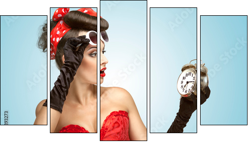 Glamourous clockwork. - Fünfteiliges Leinwandbild, Pentaptychon