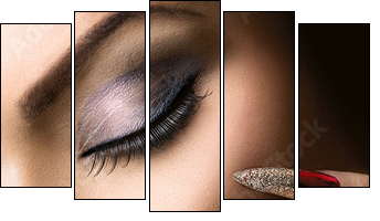 Fashion Beauty Model Girl. Manicure and Make-up - Fünfteiliges Leinwandbild, Pentaptychon