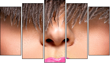  Closeup Beautiful female lips with pink  lipstick - Fünfteiliges Leinwandbild, Pentaptychon