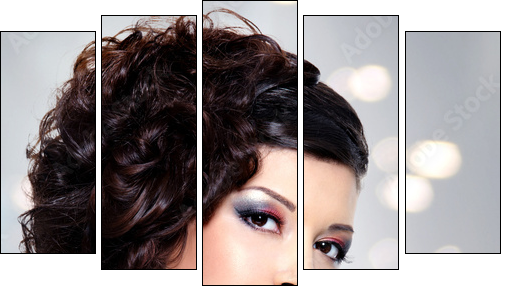 Young beautiful woman with modern hairstyle - Fünfteiliges Leinwandbild, Pentaptychon