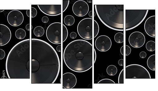 Loud Speakers Background - Fünfteiliges Leinwandbild, Pentaptychon