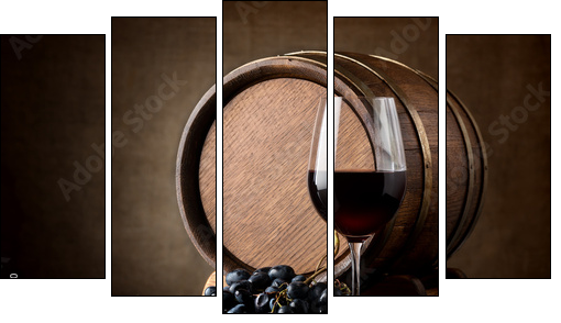 Glass and barrel - Fünfteiliges Leinwandbild, Pentaptychon