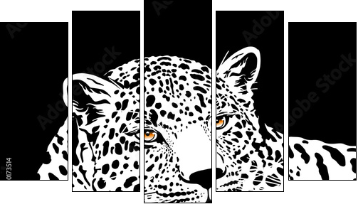 leopard with gold eyes - Fünfteiliges Leinwandbild, Pentaptychon