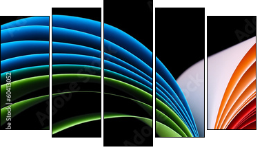Colorful art paper on black background - Fünfteiliges Leinwandbild, Pentaptychon