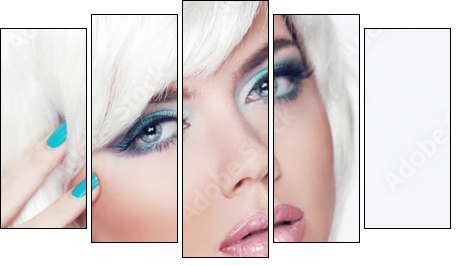 Blond girl. Jewelry. Makeup. Fashion Beauty Woman Portrait with - Fünfteiliges Leinwandbild, Pentaptychon