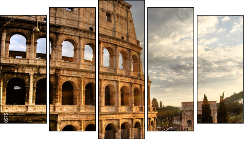 Roma, Colosseo - Fünfteiliges Leinwandbild, Pentaptychon
