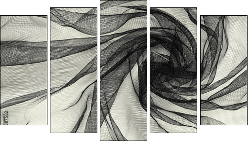 Black tulle background - Fünfteiliges Leinwandbild, Pentaptychon