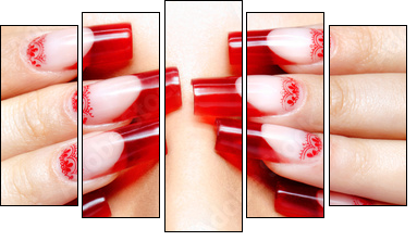 Acrylic nails manicure - Fünfteiliges Leinwandbild, Pentaptychon