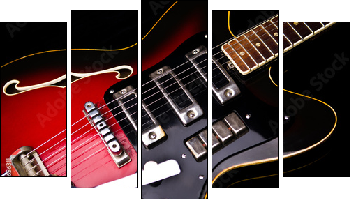 Close up of music guitar - Fünfteiliges Leinwandbild, Pentaptychon