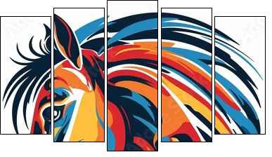 Abstract horse illustration. - Fünfteiliges Leinwandbild, Pentaptychon