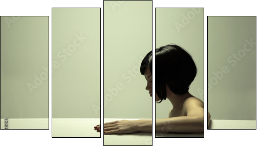 Fine art portrait of elegant girl. Studio photo. Beautiful woman - Fünfteiliges Leinwandbild, Pentaptychon