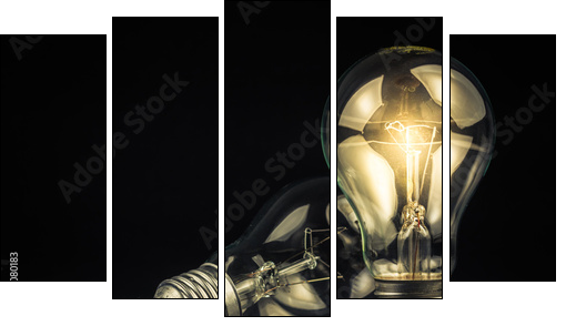 Light bulbs - Fünfteiliges Leinwandbild, Pentaptychon